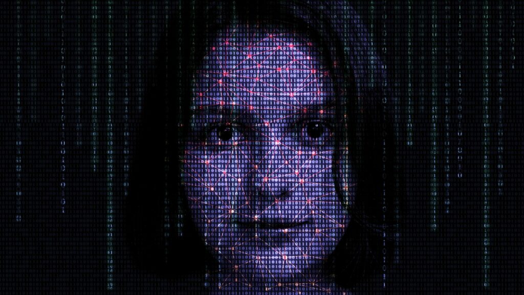 Female,Face,Matrix,Digital,Numbers,Artifical,Intelligence,Ai,Theme