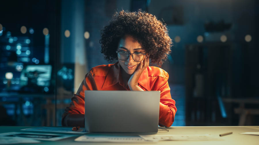Woman learning identity verification terms.