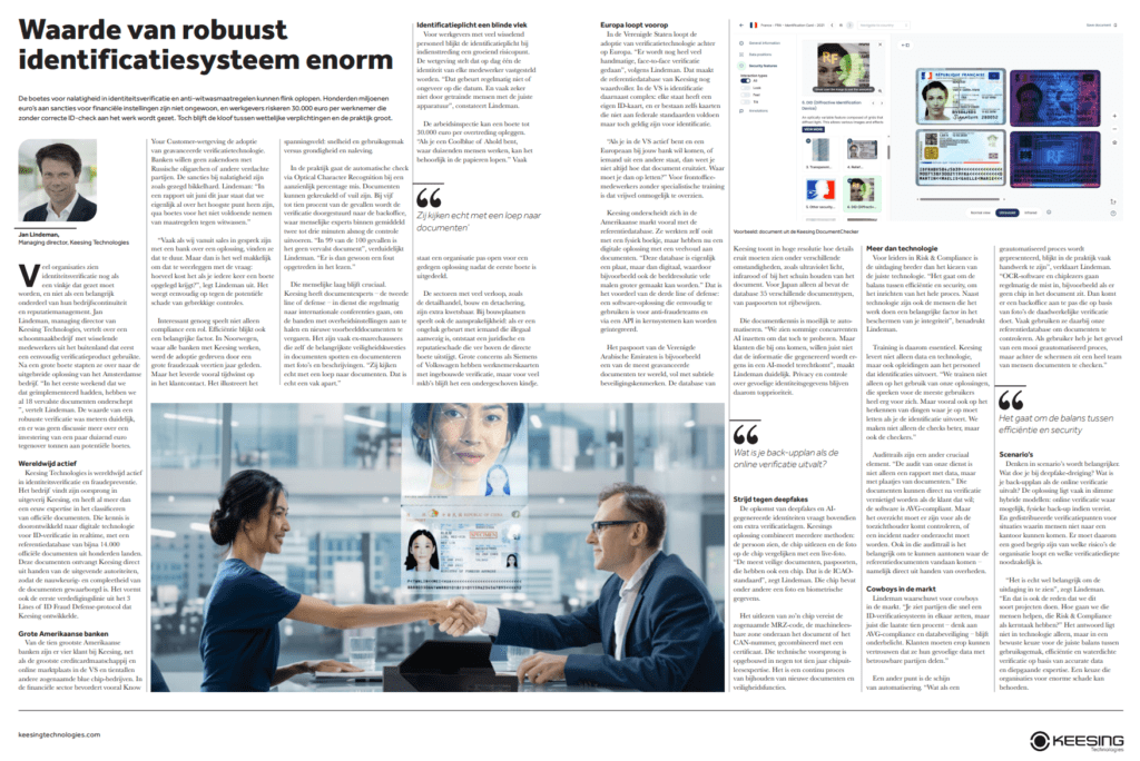 081225 Interview FD Keesing Technologies Interview with Financieel Dagblad.